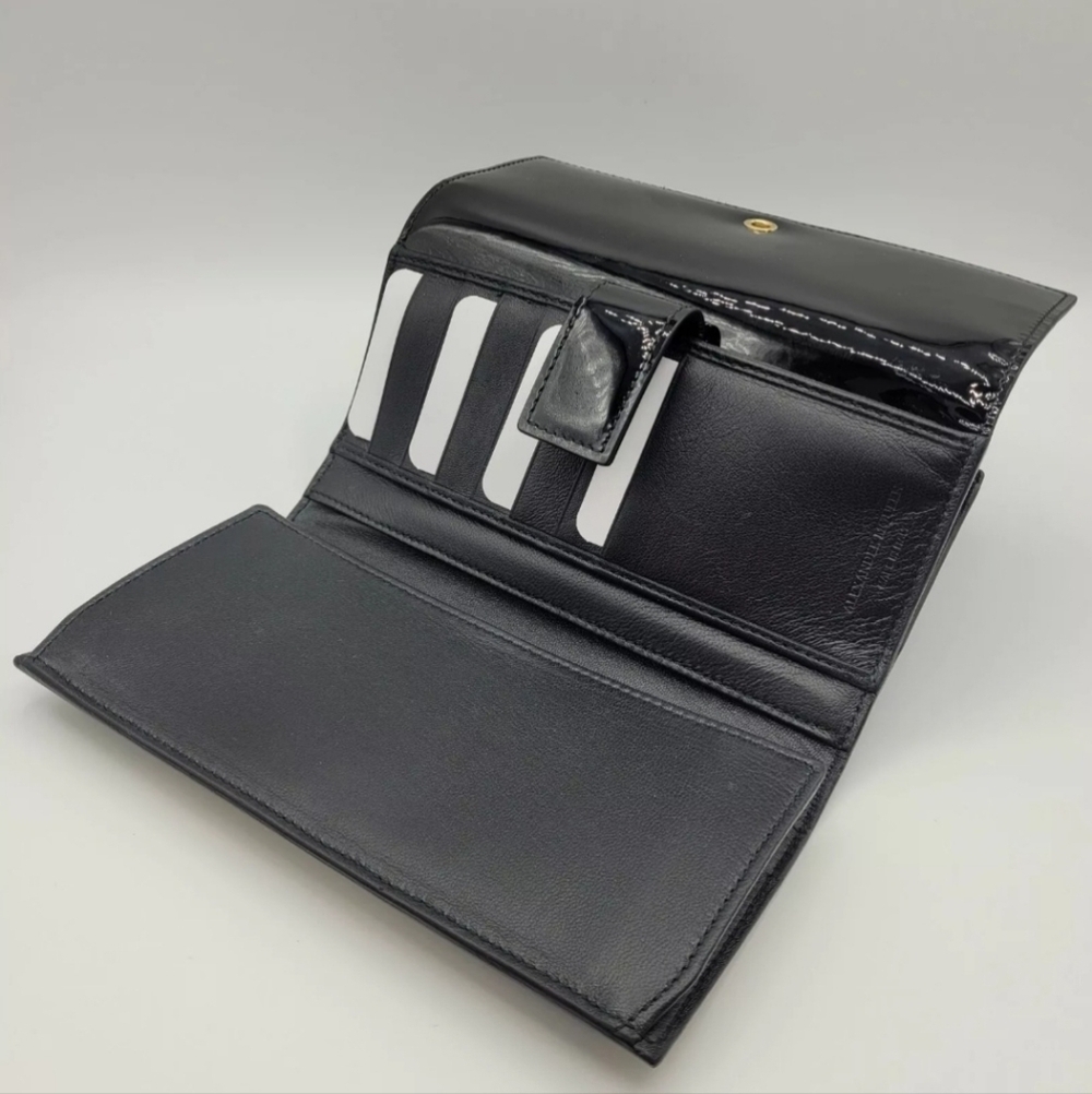 ALEXANDER McQUEEN Black Patent Leather Continental Wallet, NWT - Picture 5 of 7